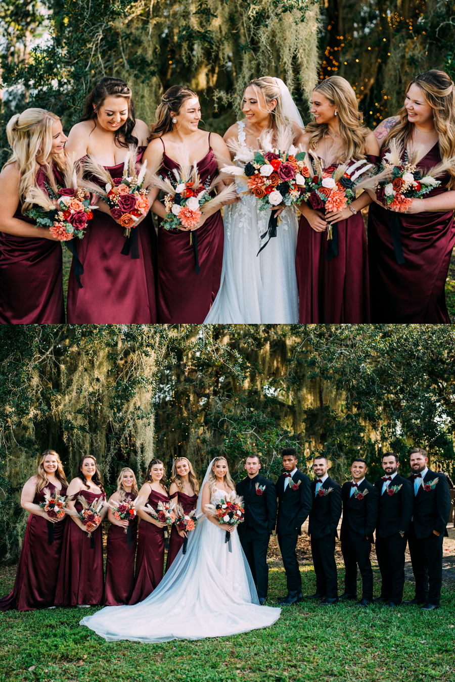 Bride with her bridesmaids at Ever After Farms Ranch wedding